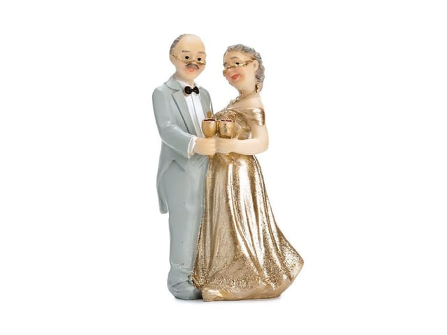 partydeco Tortenstecker, Tortenfigur Goldene Hochzeit / Brautpaar, 12cm