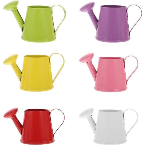 Set Mit 6 Spielzeuggießkannen Für Kinder, Ideal Zum Bewässern Von Blumen Und Im Garten. – 8,50 X 4,70 X 4,30 Cm – Verschiedene Farben
