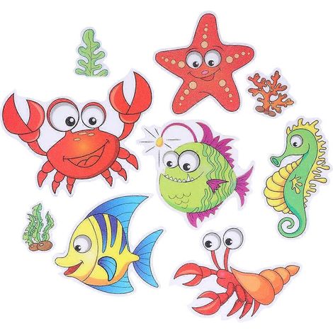 Set Mit 9 Rutschfesten Badezimmeraufklebern Mit Cartoon-motiven Aus Wasserfestem Pu-gummi. Ideal Für Badewanne, Badewanne Und Haushalt. – 9 Stück