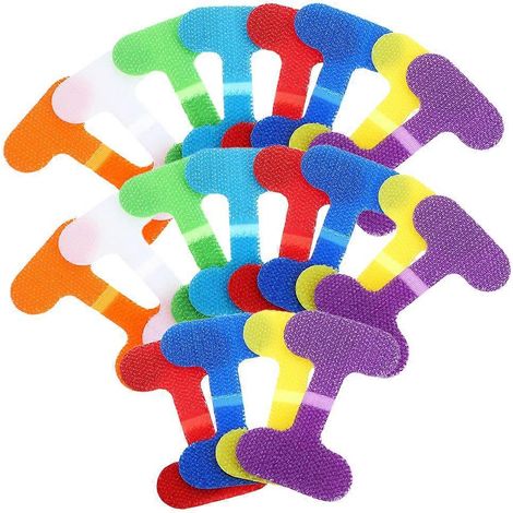 Packung Mit 20 Wiederverwendbaren Kabelhaltern Aus Nylon, Flexible Kabeltrommeln – 3,80 X 3,00 X 0,30 Cm – Mehrfarbig