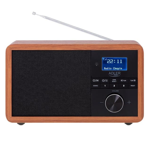 Adler AD 1184 Digitalradio (DAB) (Bluetooth 5.0, FM/UKW, Holzgehäuse, Wecker, Uhr, mit Fernbedienung)