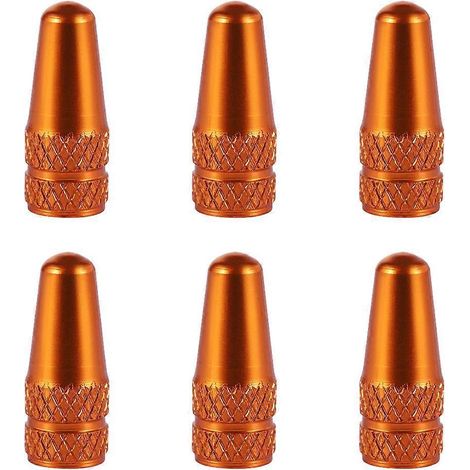 Vorcool Set Mit 6 Französischen Ventilkappen Aus Aluminiumlegierung Für Mountainbike- Und Rennradreifen (orange) – 1,70 X 0,60 X 0,60 Cm – Orange