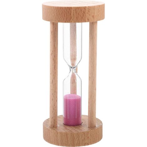 Rosafarbene Sanduhr Aus Holz Mit 3-minuten-timer, Tisch- Oder Schreibtischdekoration – 4,50 X 4,50 X 9,80 Cm – Rosa
