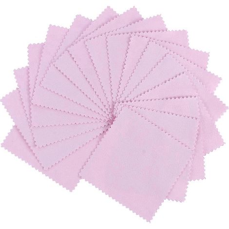 Packung Mit 100 Mikrofasertüchern Zur Schmuckreinigung – 8,00 X 8,00 X 0,20 Cm – Rosa