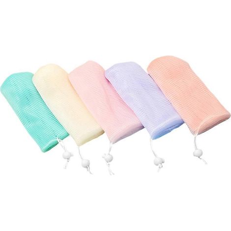 Set Mit 5 Farbenfrohen Seifennetzen, Halter Für Peelingseife – 16,00 X 9,00 X 0,50 Cm