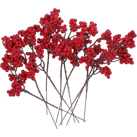 10 Künstliche Beerenzweige Für Weihnachten Und Diy-blumenarrangements. – 5 X 5 X 22 Cm – Rot