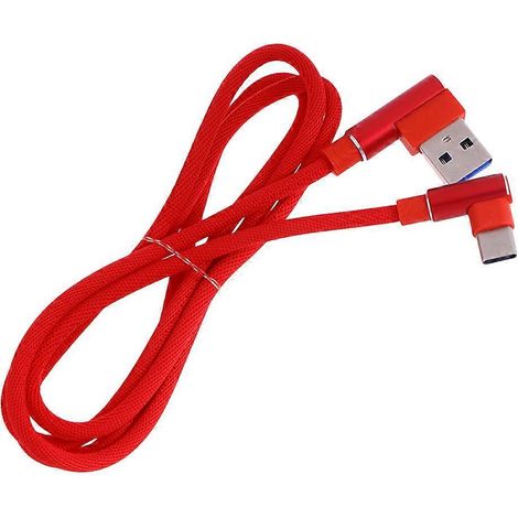 M Langes, Abgewinkeltes, Geflochtenes Usb-typ-c-kabel, 2,4 A Auf 90°-usb-anschluss, Usb-c-daten- Und Ladekabel Für Huawei P20/p20 Pro, Mate 10, Galaxy S9/s8+, Note 8 Und Lg V3 – Rot