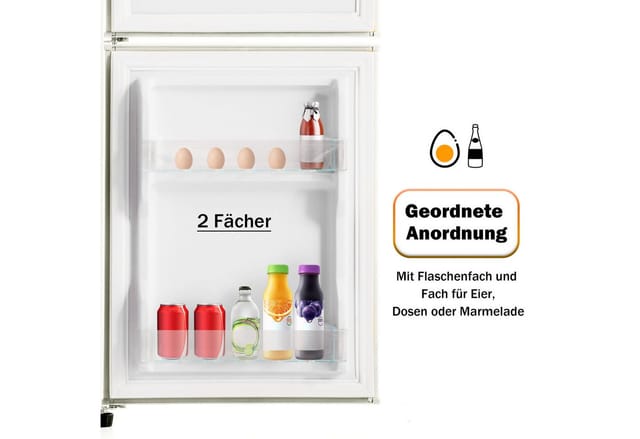 Merax Table Top Kühlschrank BCD-86, 87 cm hoch, 42 cm breit, Retro Gefrier/Kühl