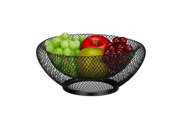 relaxdays Obstschale Doppelwandige Obstschale aus Metall, Eisen