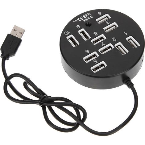10-port-usb-hub, Usb-verlängerung Für Laptop Und Desktop-computer – 69 X 7,8 Cm – Schwarz
