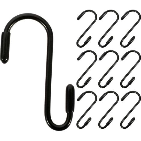 Set Mit 12 Dekorativen S-förmigen Haken Aus Robustem Eisen, 6 Cm (2,4 Zoll), Zum Aufhängen – 6 X 3,7 Cm – Schwarz