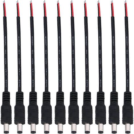 Packung Mit 10 5,5 X 2,1 Mm Stecker-stromanschlüssen Für Überwachungskameras (schwarz) – 15,00 X 1,00 X 1,00 Cm – Schwarz