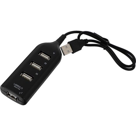 4-port Usb 2.0 Hub, Tragbarer Usb 2.0 Datenverteiler (1 Stück) – 4 X 9,7 Cm – Schwarz