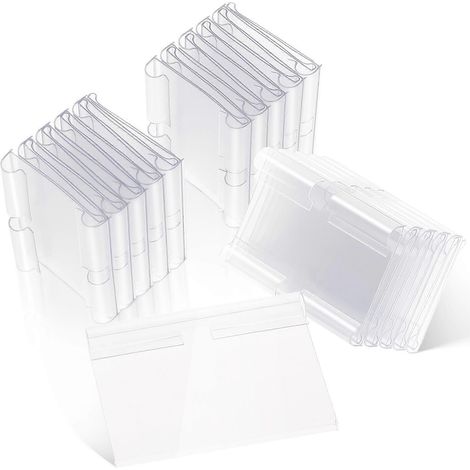 60 Wiederverwendbare Regaletiketten Aus Kunststoff, Etikettenhalter Mit Clip, Preisschilder, Warenauslagen – 6 X 4,2 X 2 Cm – Transparent