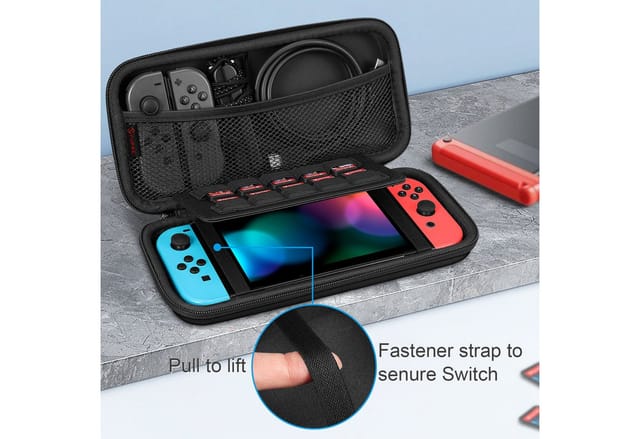 Fintie Tasche für Nintendo Switch/Switch OLED Modell-Aufbewahrungstasche Case Gaming-Controller (Hülle mit 10 Spielkartenhaltern und Haltegurt, für Nintendo Switch Konsole und Zubehör)