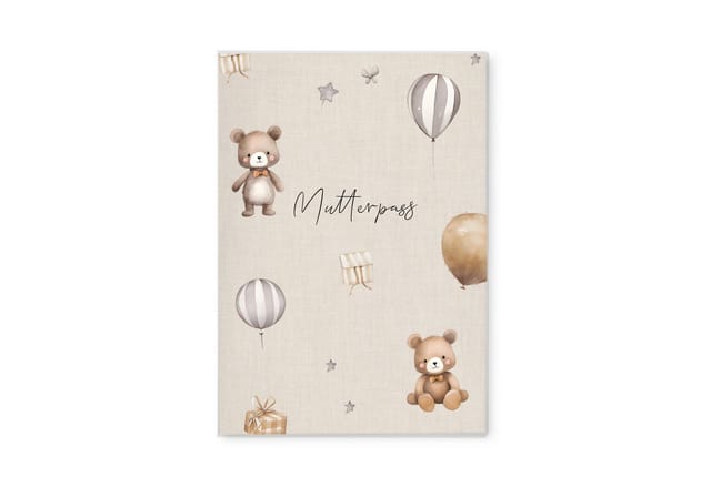 NORDEULE Mutterpass-Hülle Molly Mutterpasshülle Deutsch, Schutz Bären Designeinsatz & Zusatzfach, ideal als Geschenkidee zur Schwangerschaft für werdende Mütter