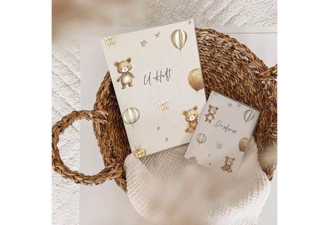 NORDEULE Mutterpass-Hülle U-Heft-, Impfpass- und Reisepasshülle, Schutzhülle mit Design-Einsatz, ideal als Geschenkidee zur Geburt für Eltern und Baby