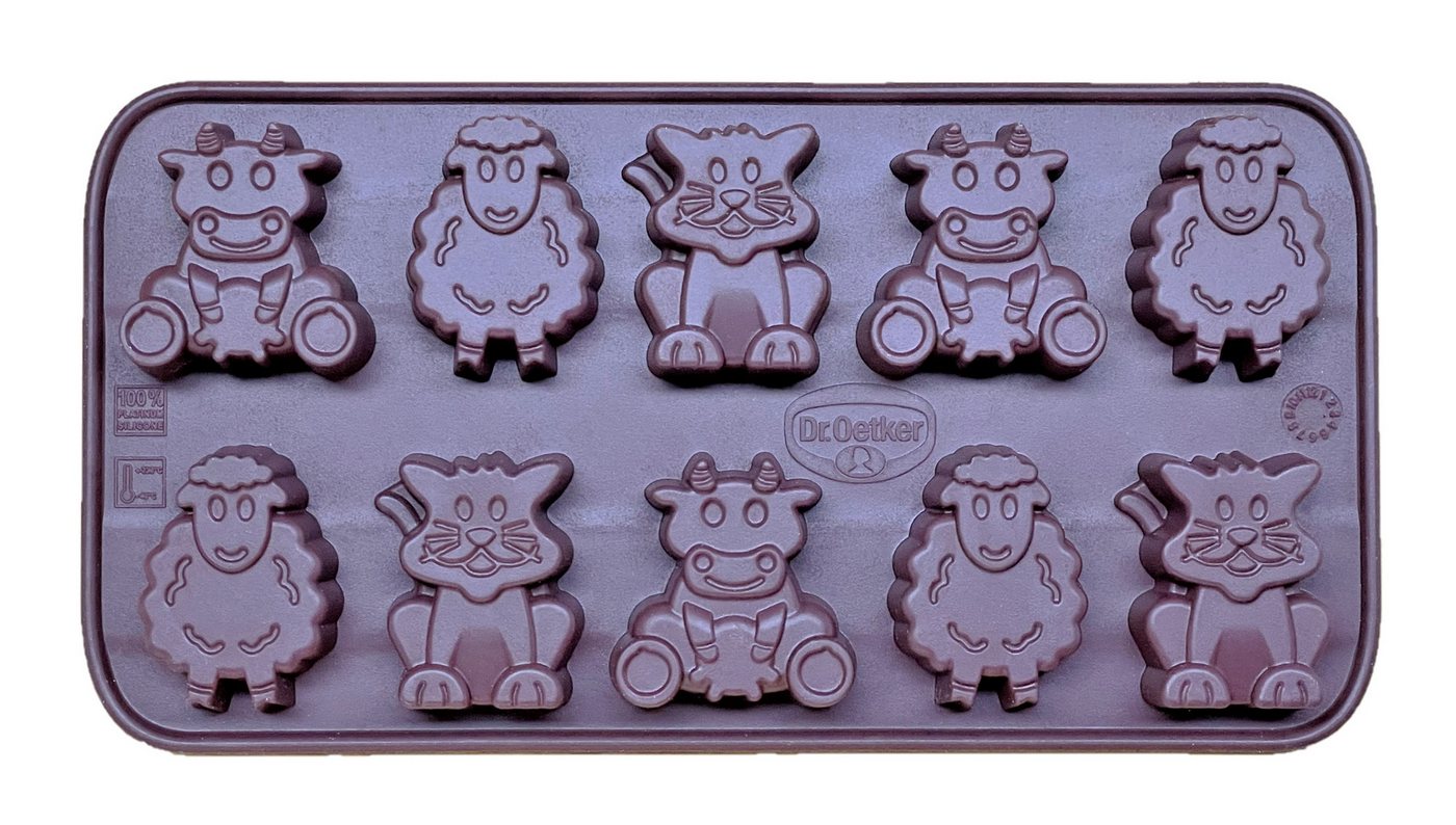 Zenker Backformen Backform Silikon SCHKOLADENFORM Kleine Farm Pralinen- Eiswürfel- Form Dr.Oetker