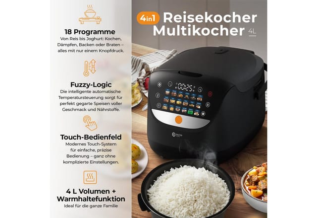 Balter Reiskocher Balter MK-01 Reiskocher Multikocher mit 18 Programme, 930 W, 18 Programme, Dampfgarer, Warmhaltefunktion & Timer