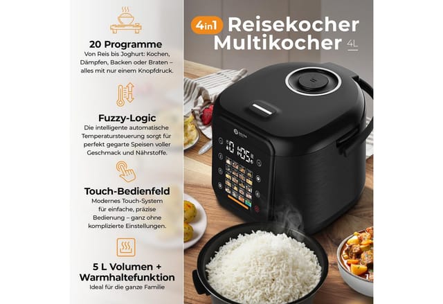 Balter Reiskocher Balter Multikocher MK-02 Reiskocher mit 20 Programme, 930 W, Warmhaltefunktion, Timer, Rezeptbuch