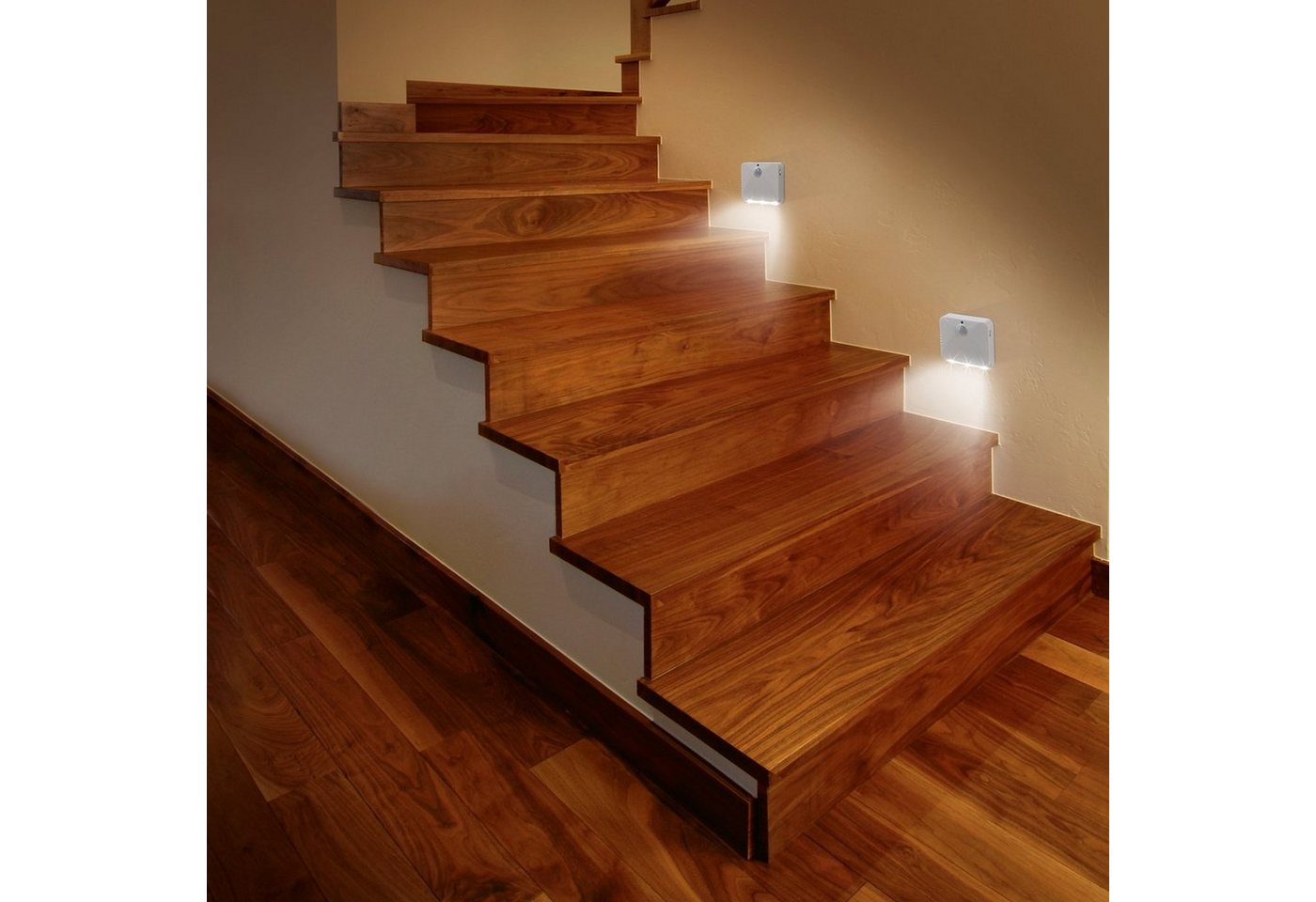 EASYmaxx Bewegungsmelder innen & außen, automatisch & 120° Winkel, LED Sensorenlicht 2er-Set Bild 5
