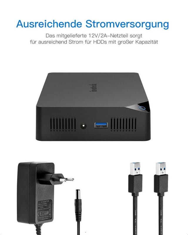 Inateck Festplatten-Gehäuse 2,5”/ 3,5” USB 3.0 zu SATA Externes HDD Gehäuse