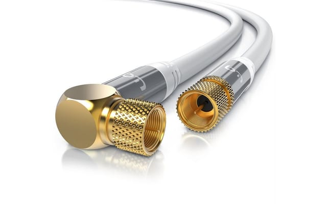 Primewire SAT-Kabel, Koax, F-Verbinder (1000 cm), HDTV SAT Koax Kabel 90° gewinkelt, 4fach Schirmung, 135dB, 75Ohm - 10m