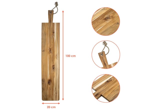 Spetebo Servierplatte XXL Teak Servierbrett, Holz, (Anzahl, 1-tlg., lebensmittelechte Servierplatte), mit Griff