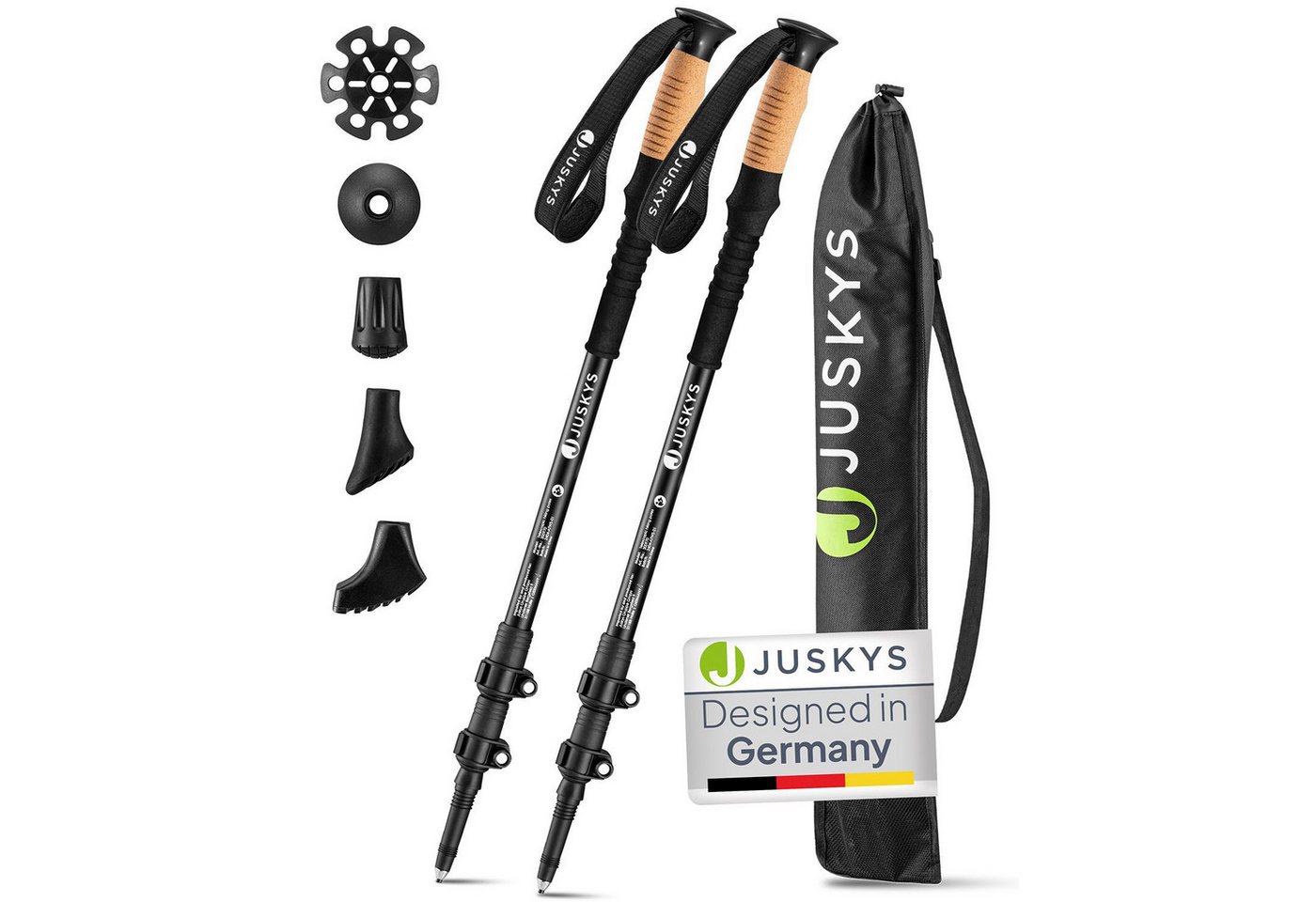 Juskys Wanderstöcke (2 St), Alu Teleskop, leicht & ausziehbar, für Damen & Herren, mit Zubehör Bild 4