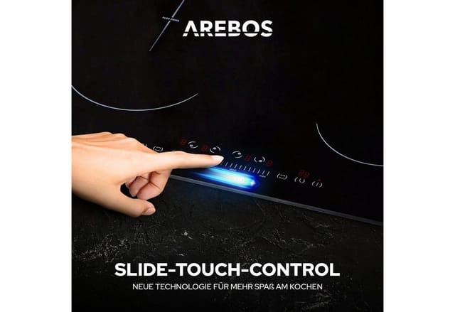 Arebos Flex-Induktions-Kochfeld 7200 W, 4 Kochfelder 2 Flexzonen, 59 cm, Autark AR-HE-IDFR, mit Sensor Touch, Timer, Kindersicherung & Überhitzungsschutz