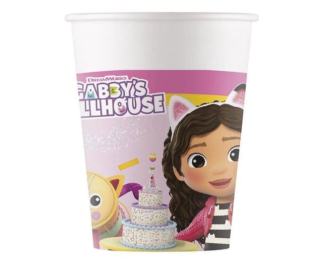 Procos Becher Gabby's Dollhouse - 8 Pappbecher - ca. 200 ml, Papier/-seil