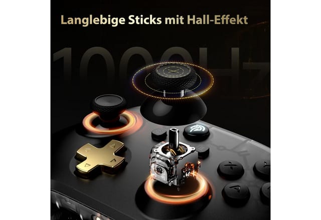 ANYSUN PC Controller mit Ladestation, Controller PC Wireless Gaming-Controller (mit Hall Joystick & Hall Trigge, Bluetooth PC Controller für PC/Switch/Handy)