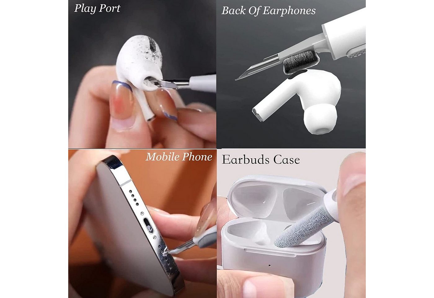 TUWENA Reinigungs-Set Reinigungsset für Airpods Samsung Earbuds, Bluetooth Kopfhörer Handy, Multifunktions weiche Bürste für Airpods Pro/1/2/3, Kopfhörer, Kamera Bild 5