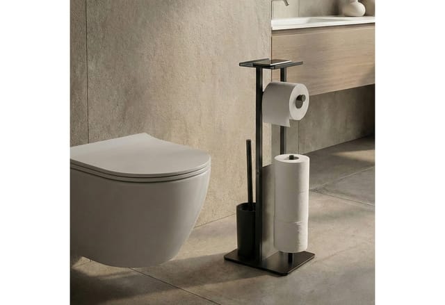 NUXIO WC-Reinigungsbürste WC-Garnitur mit Papierhalter und Handyablage HYLLA, 65 cm, Badezimmer in allen Wohnstilen, (WC-Bürste)