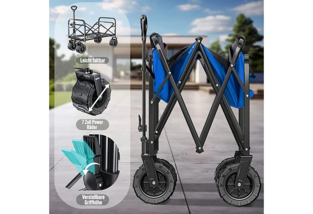 KESSER Bollerwagen, Bollerwagen faltbar Breite Reifen Handwagen Transportkarre