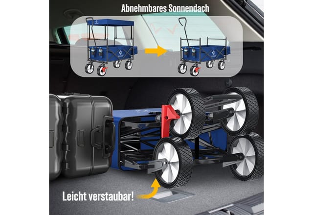 KESSER Bollerwagen, Bollerwagen faltbar mit Dach Handwagen Transportkarre Geräte