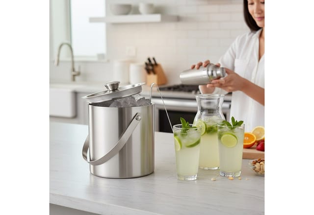 relaxdays Eiseimer Eisbehälter mit Eiszange für 1,5 L