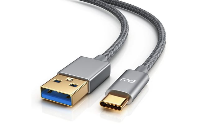 Primewire USB-Kabel, 3.1, USB-C, USB 3.0 Typ A (100 cm), Datenkabel, Ladekabel, Nylonmantel, bidirektional, Geschirmt - 1m