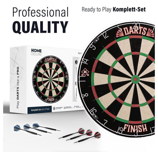 HOME DELUXE Dartscheibe FINISH 45,1 x 45,1 x 4 cm, Dartboard inkl. Dartpfeilen