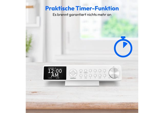Medion® P66750 (MD43750) Küchen Unterbauradio weiß Radio (AM/FM, MW/UKW, DAB+, 3 W, DAB+ Küchenradio, PLL UKW Radio, dimmbares TFT Farbdisplay, Bluetooth)