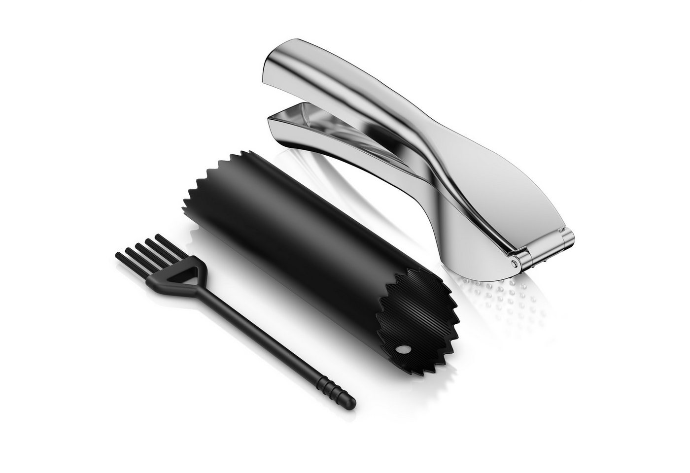 Arendo Knoblauchpresse zum Zerkleinern von Knoblauch und Ingwer, spülmaschinengeeignet (3 St), Zinklegierung, Mehrzweckpresse leicht zu reinigen, großes Volumen, einfache Bedienung Bild 2