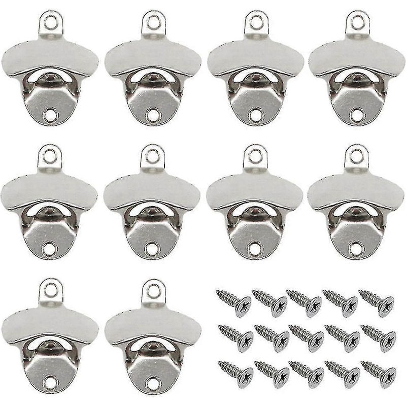 Set Mit 10 Wandflaschenöffnern Im Vintage-stil, Ideal Für Bars, Karaoke-lokale, Hotels Und Privathaushalte. – Silber