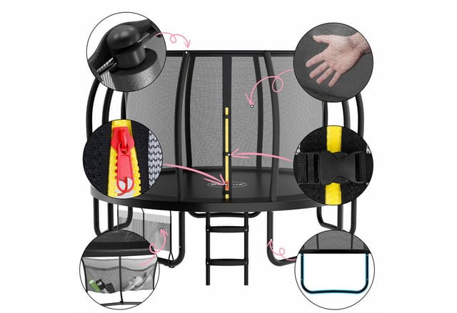 Zelsius Gartentrampolin Zelsius Trampolin Schwarz Ø 366 cm für den Outdoor-Bereich, Trampolin