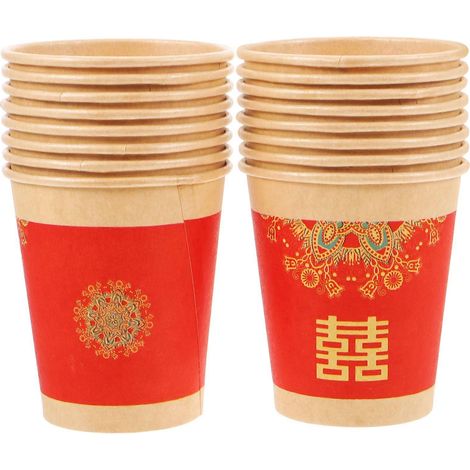 Packung Mit 50 Einweg-pappbechern Für Hochzeiten (kaffee, Saft, Tee) – 8,50 X 7,00 X 7,00 Cm