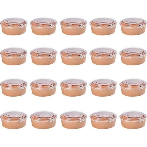 20 Einweg-kraftpapierschalen Für Obstsalat, Lebensmittelbehälter, Gastgeschenke (473 Ml, Mit Deckel)