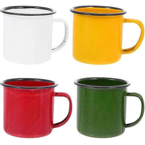 Set Mit 4 Wiederverwendbaren Emaille-teetassen Für Heiße Und Kalte Getränke, Ideal Für Partys Und Weinproben. – 6,50 X 6,50 X 6,00 Cm – Verschiedene Farben