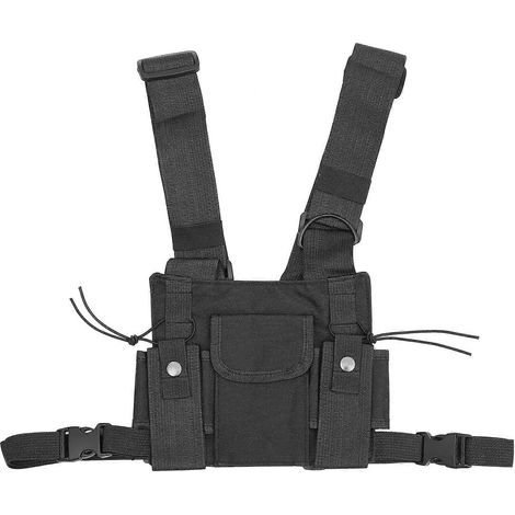 Professionelles Funkgeräte-tragesystem, Sicherheitsweste, Funkgerätetasche, Brusttasche Für Damen Und Herren – 22 X 18 X 1 Cm – Schwarz