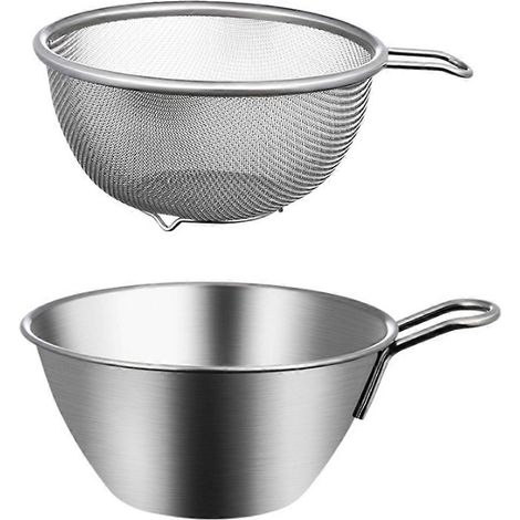 Feinmaschiges Edelstahl-sieb, Ideal Für Lebensmittel, Salate Und Zum Verquirlen Von Eiern. Küchenaccessoire. – 15,00 X 8,60 X 6,00 Cm – Silber