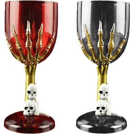 Set Aus 2 Dekorativen Plastikbechern Für Halloween In Form Eines Totenkopfes Und Einer Kralle, Für Bars, Karaoke-bars Und Geschäfte (nicht Beleuchtet, Farbe Zufällig).