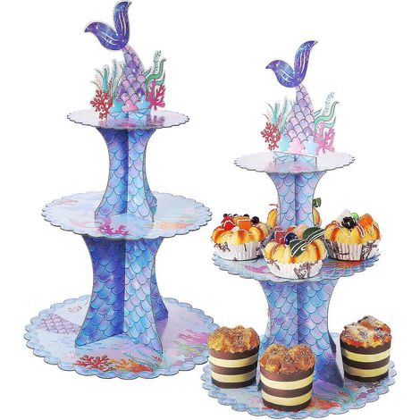 Meerjungfrauen-cupcake-ständer Für Partys, Präsentationsständer Für Desserts Und Kuchen.